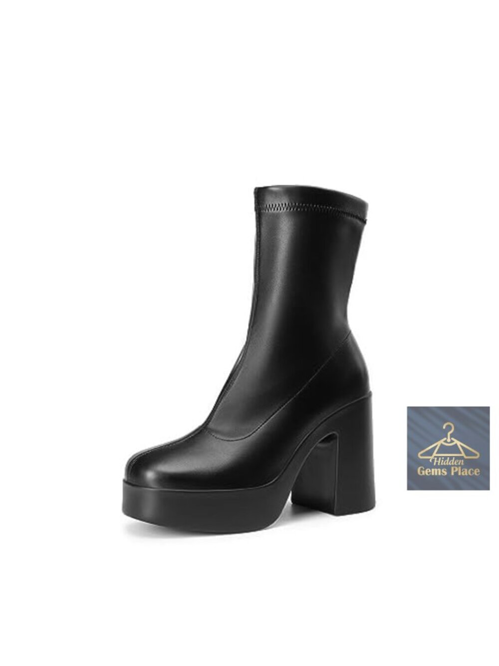 Y2K Chunky Platform Ankle Boots Side Zip PU
